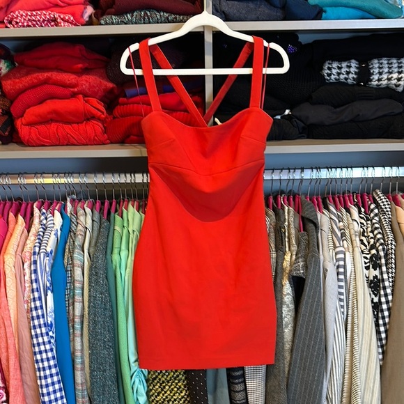 Likely Dresses & Skirts - Likely red back criss cross strap side zipper/hook & eye closure mini dress 2